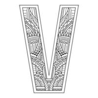 Aphabet letter V line art vector