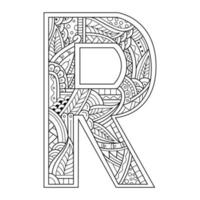 Aphabet letter R line art vector