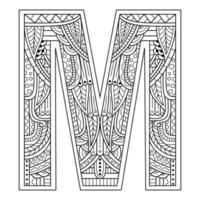 Aphabet letter M line art vector