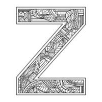 Aphabet letter Z line art vector