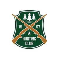 Hunting insignia with crossed rifles on a shield vector