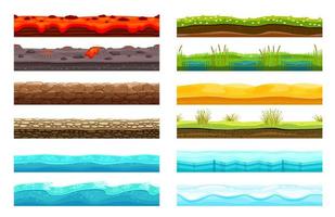 Soil ground layer, game level surface textures vector