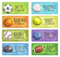 Team sport banners with balls vector