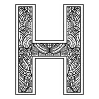 Aphabet letter H line art vector