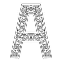 Aphabet letter A line art vector