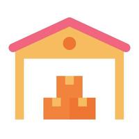 warehouse flat color icon vector