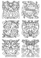 Celtic knot pattern with tribal dragons vector