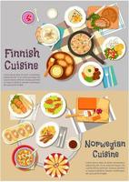 Popular dishes of finnish and norwegian cuisines vector