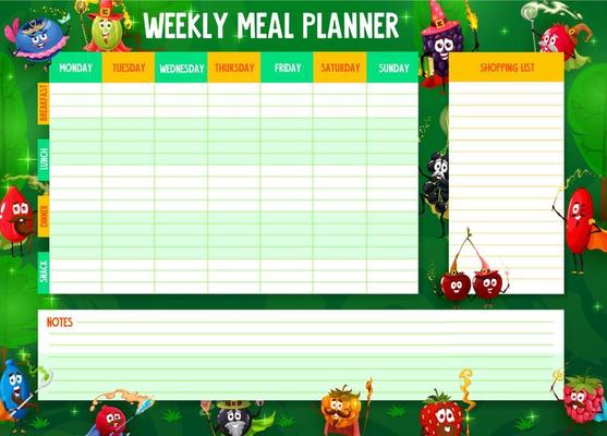 Weekly Meal Planner Vector Art, Icons, and Graphics for Free Download