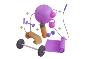 3D illustration of sport fitness equipment. png