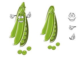 Cartoon green pea pod character vector