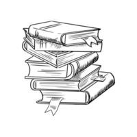 Stack of books with bookmarks vector