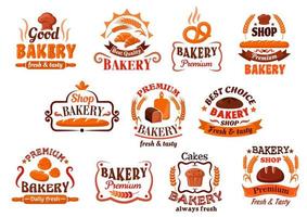 símbolos de panadería, pastelería y pastelería, estilo retro