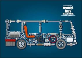 Bus silhouette with mechanical parts vector