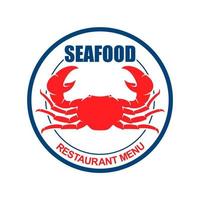 Crab on a plate retro icon for seafood menu design vector