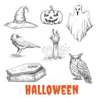 Vector sketched elements of Halloween celebration