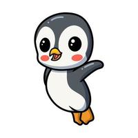 Cute little penguin cartoon jumping vector