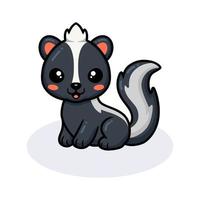 Cute little skunk cartoon sitting vector