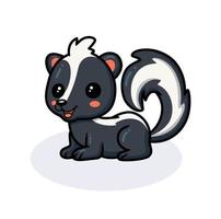 Cute little skunk cartoon lying down vector