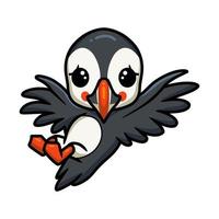 Cute little puffin bird cartoon posing vector