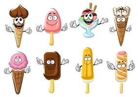 Ice cream cones, popsicles and sundae vector