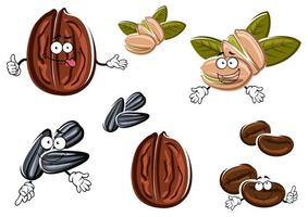 Isolated cartoon nuts, seeds and grains vector