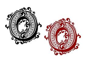 Letter O with retro ornament elements vector