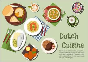 Nutritious dinner of native dutch cuisine icon vector