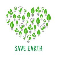 Save Earth. Green leaf energy poster vector