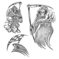 Death with scythe pencil sketch vector