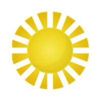 sol vector aislado verano icono diseño. símbolo de sol amarillo vector abstracto