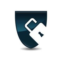 Shield Security Icon. Shield and padlock Protection logo. Shield concept. 3D design emblem Vector illustration.