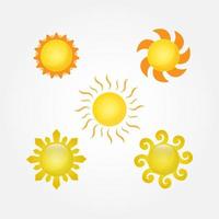 Sun Vector isolated summer icon set design. Vector yellow sun symbol