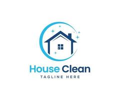 Modern House cleaning logo design template vector