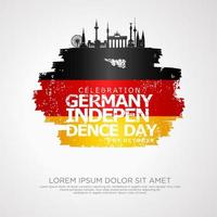 Germany unity day greeting card,  with grunge and splash effect on flag as a symbol of independence vector