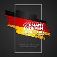 tarjeta de saludo del día de la unidad de alemania, con efecto grunge y salpicadura en la bandera como símbolo de independencia vector