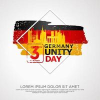 Germany unity day greeting card,  with grunge and splash effect on flag as a symbol of independence vector