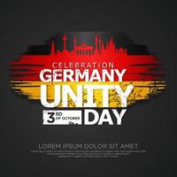 Germany unity day greeting card,  with grunge and splash effect on flag as a symbol of independence vector