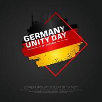 Germany unity day greeting card,  with grunge and splash effect on flag as a symbol of independence vector