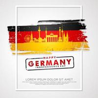 Germany unity day greeting card,  with grunge and splash effect on flag as a symbol of independence vector