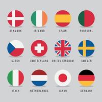 Circled Flags Different Countries vector