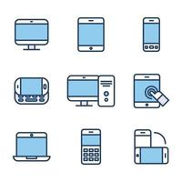 Blue Icons of Electronic Elements vector