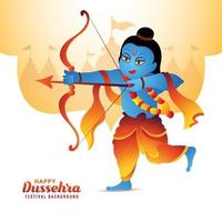 Illustration of lord rama indian festival card happy dussehra holiday background vector