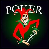 Poker emblem with joker and playing cards vector