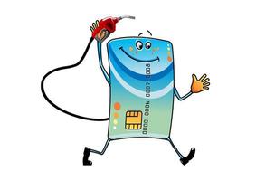 Cartoon bank credit card with gasoline nozzle vector