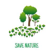 Hand made of green trees. Save nature concept vector