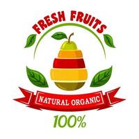 icono de frutas con pera hecha de rodajas de frutas vector