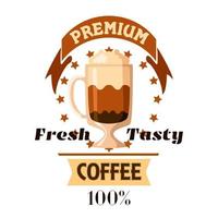 Cappuccino latte coffee cup cafe label vector