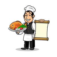 Fish restaurant Chef. Menu card template vector