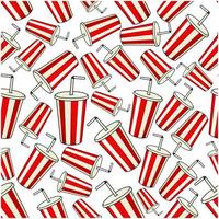 Classic red Coke paper cup seamless background vector